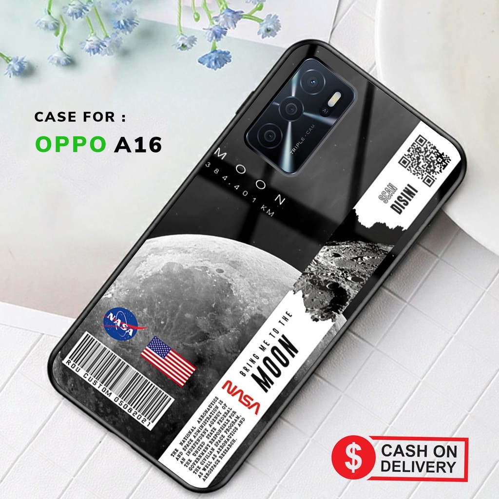 CUSTOM CASE GLOSSY ALL TYPE OPPO A16 NASA MOON GLOSSY