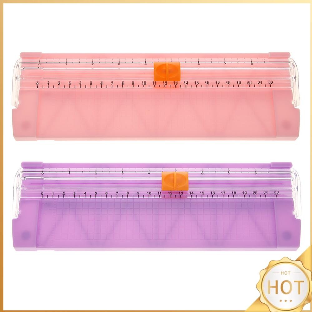 

Plastic Mini Paper Cutter Scrapbooking Tool Photo Trimmers Portable with Automatic Security Safeguard Side Ruler for Craft Paper