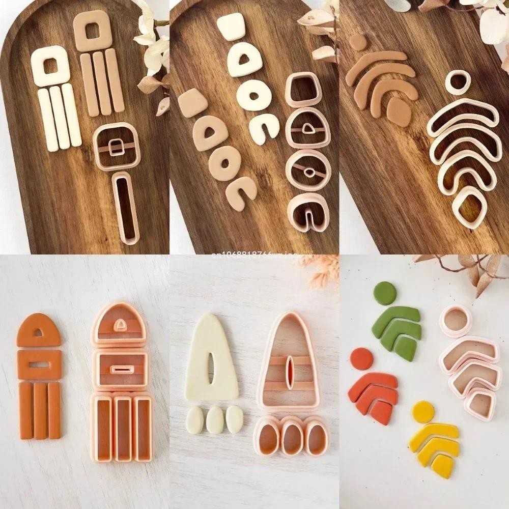 

Abstract Shape Polymer Clay Cutters Set Ethnic Clay Embossing Molds Geometric Dangle Clay Earring Pendant Jewelry Cutting Moulds