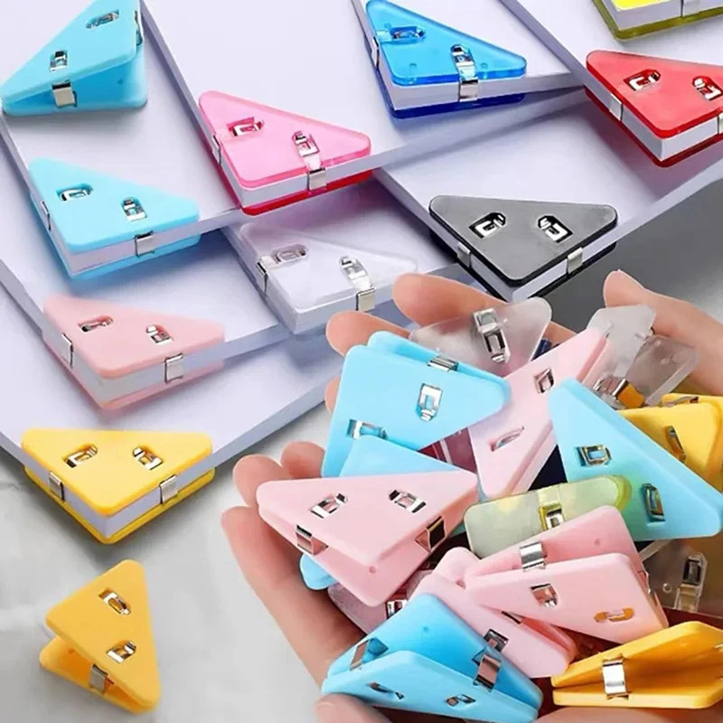 

20PCS Creative Triangle Clips Bill Clip Book Paper Corner Binder Clip for Desk Storage Shelf Office Stationery Desktop Organizer