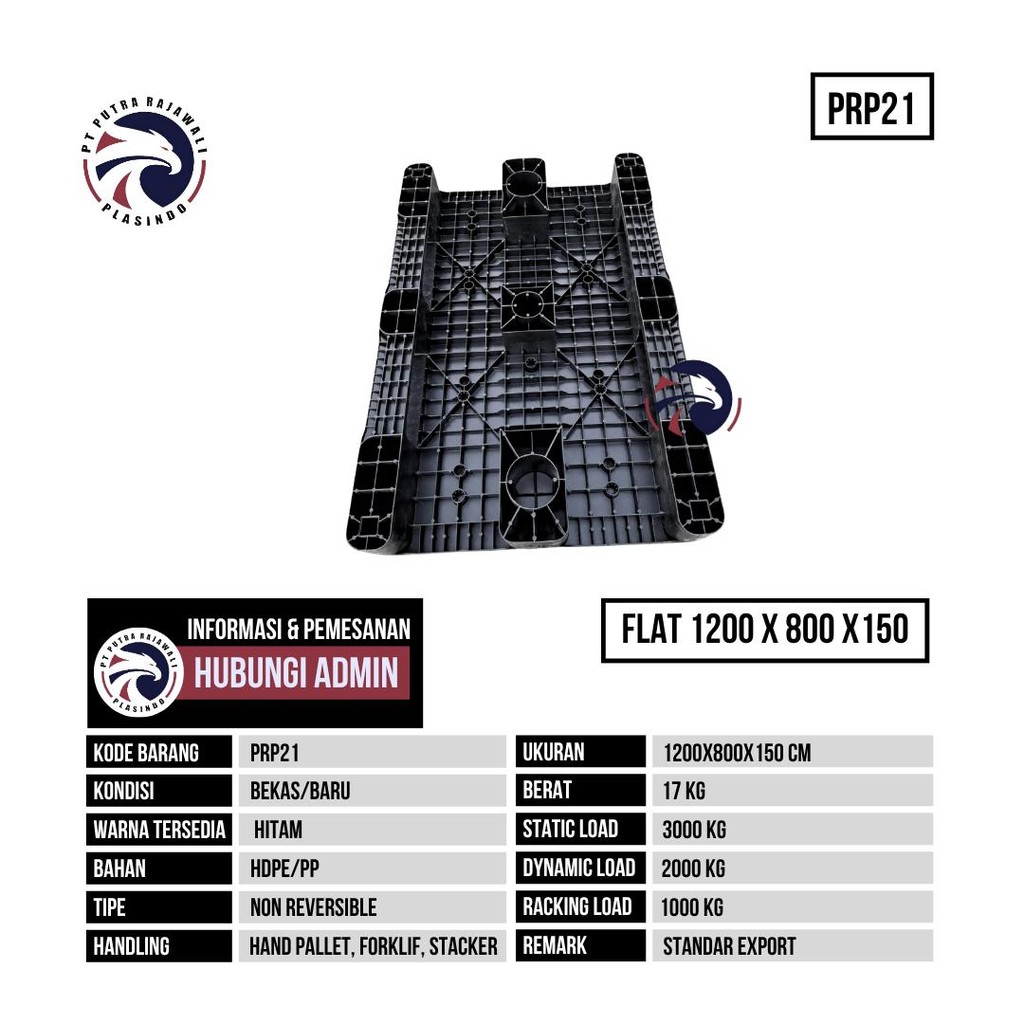 

Pallet Plastik Baru Ukuran 1200x800x150 mm - PRP21 - Hitam