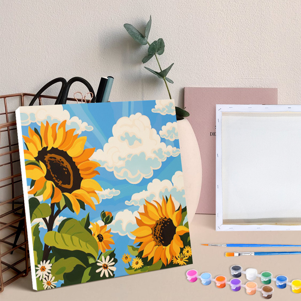 

RUOPOTY Framed Diy Paint By Numbers Kits Sunflowers Diy Crafts Kits Handmade By Numbers Starter Kit Diy Gifts