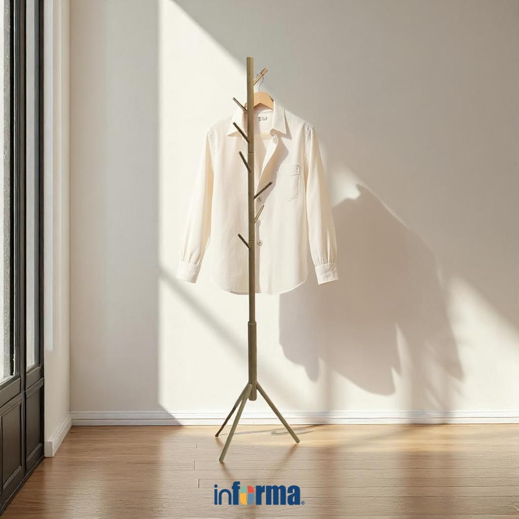 Informa Kenji Gantungan Pakaian - Cokelat Standing Hanger Coat Rack Gantungan Baju