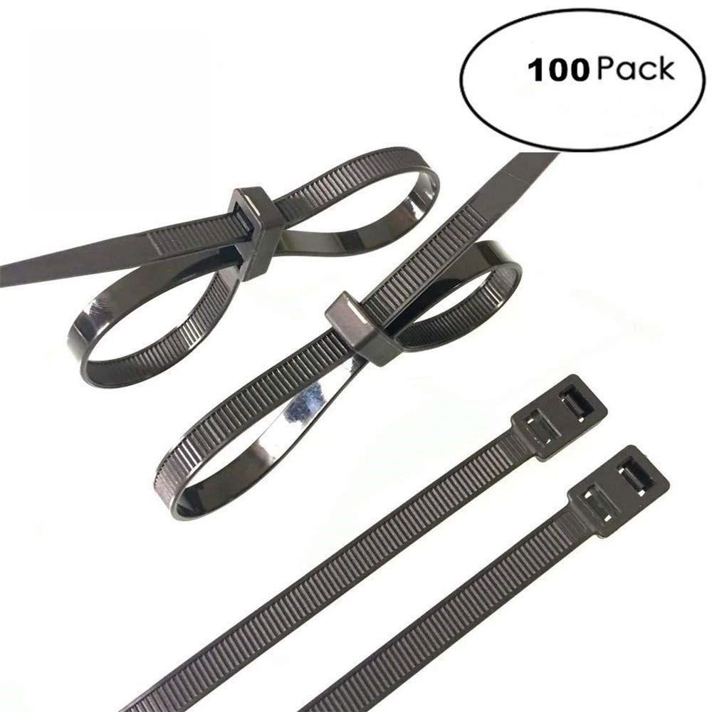

100Pcs CS Disposable Handcuffs Electrical Wire ties Tie Band Fasten Loop Double Flex Cable Ties