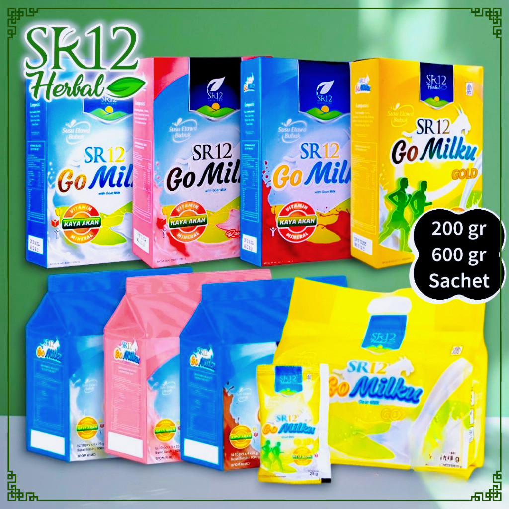 

SR12 - GoMilku Susu Kambing Etawa Premium rasa Original,Strawberry,Cokelat,Gold kemasan 200 gram