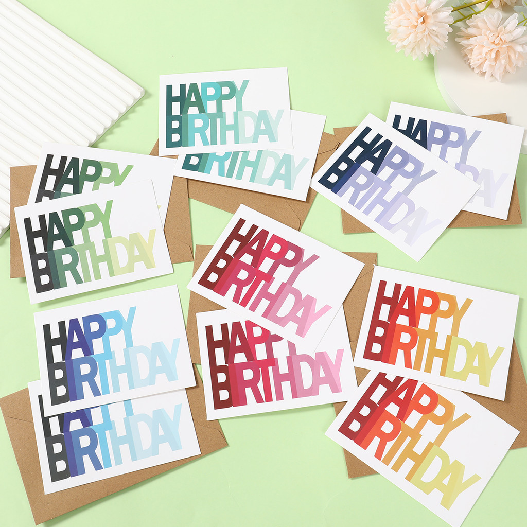 

24pcs/Set Colorful Happy Birthday Greeting Card Kids Birthday Party Greeting Cards Baby Shower Postcards Gifts with Envelope