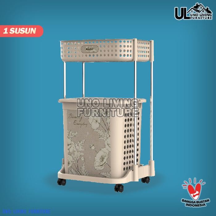 Laundry Basket Jumbo Stainless Steel Rak Keranjang Baju Naiba Emerald - 1 susun
