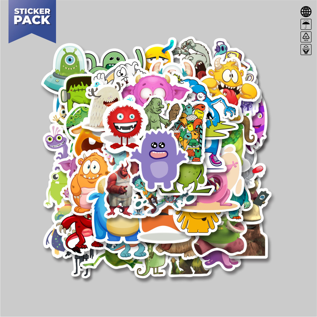 

[100PCS]Stiker Pack Stiker Monster Art Illustration Karakter Mix Aesthetic Vinyl Anti Air Dekorasi Sticker Laptop Buku Journal Koper Helm Casing HP Gitar Helm Skateboard