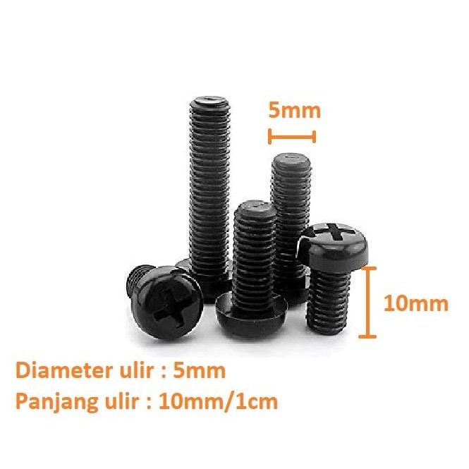 Nylon Screw Baud Plastik M5x10 M5 10mm bold spacer Ulir 5mm M5x10mm CARMUDIE