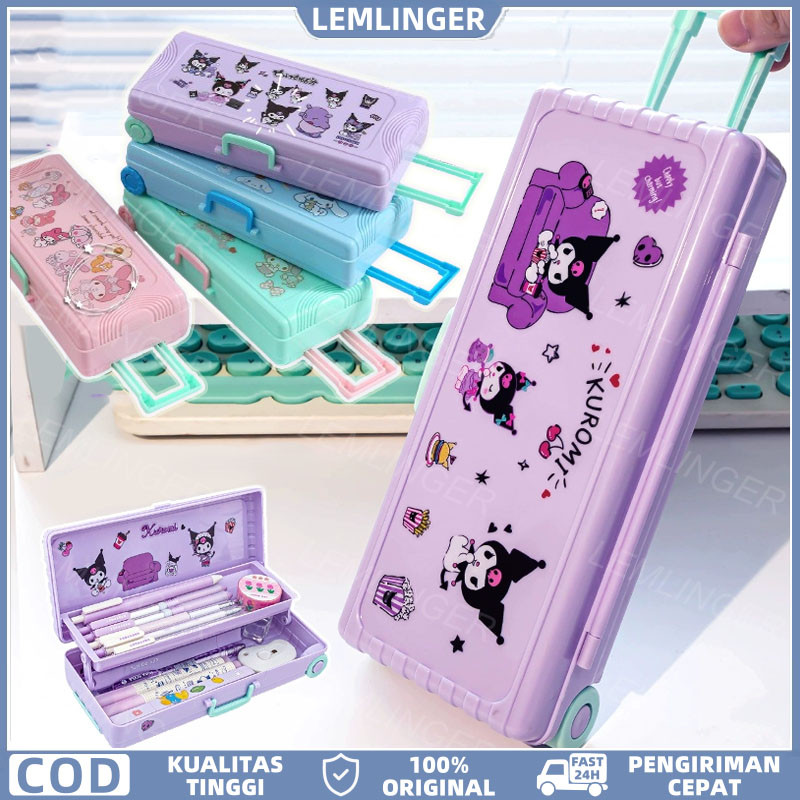 

【LEMLINGER】Kotak Pensil Troli Lucu Kotak Alat Tulis Dua Lapis Kuromi Koper Kreativitas Kapasitas Besar Pemodelan Hadiah Alat Tulis Siswa