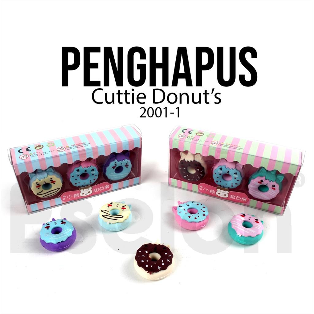 

♚1set isi 3 Penghapus Donut 2001 / 1pack Eraser Donut Fancy♚