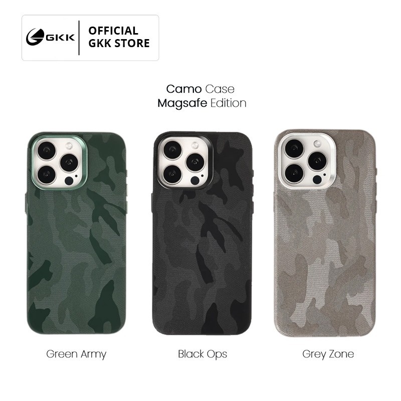 Gkk Casing Camo Iphone 11 12 13 14 15 16 17 Pro Max Magsafe Support Soft Case Anti Retak