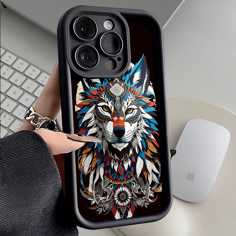 Totem serigala Casing Untuk IPhone 16 11 15 13 14 12 Pro Max 7Plus 8Plus SE 2020 XR X XS Max 16 7 8 