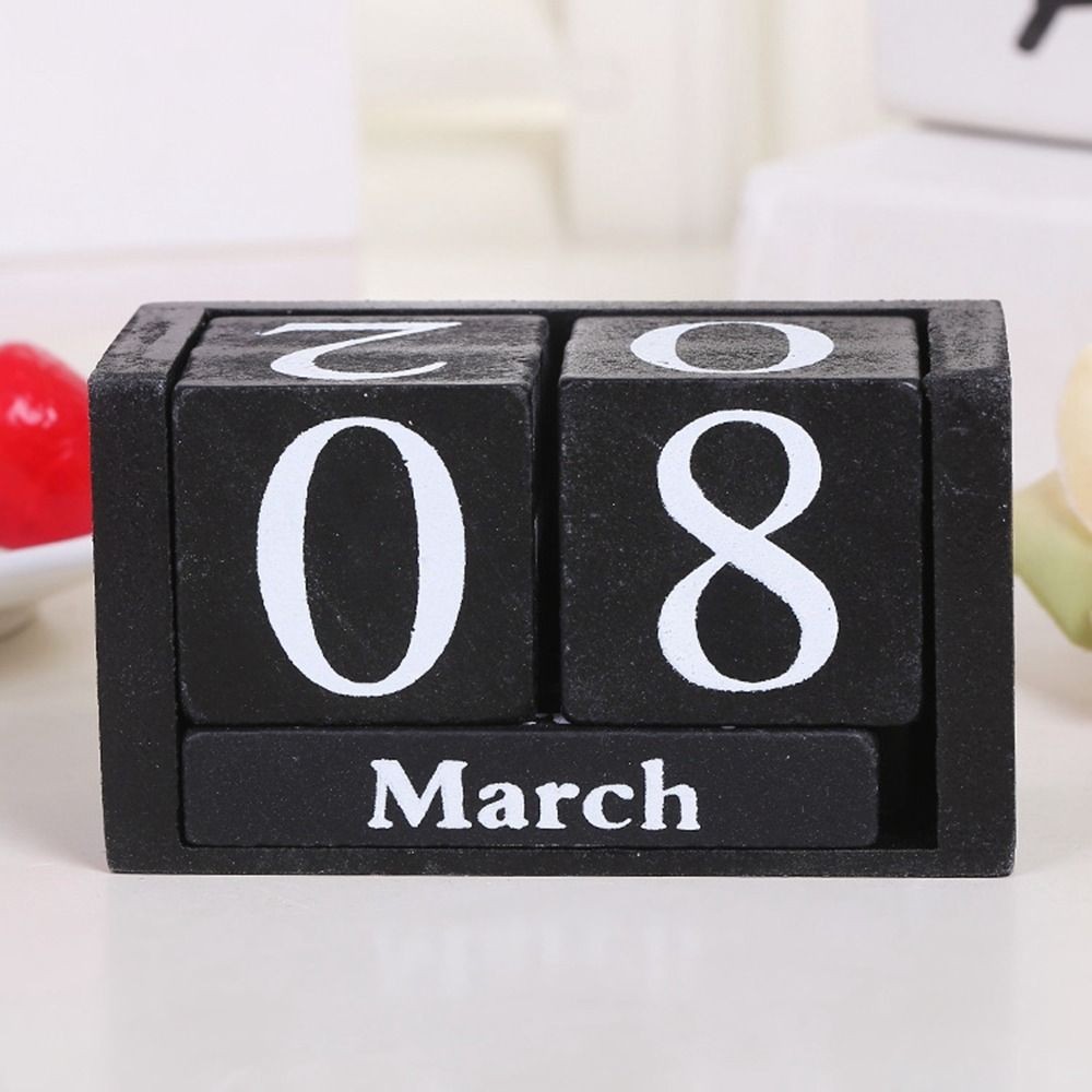 

MDF Wooden Perpetual Calendar Eternal Blocks Month Display Building Blocks Calendar Pastoral Style Perpetual Calendar