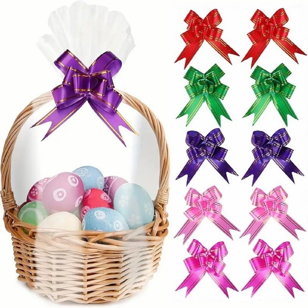 

10/30/50Pcs, Large size clear cellophane bag with colorful ribbon for basket gift wrapping Halloween, , Thanksgiving