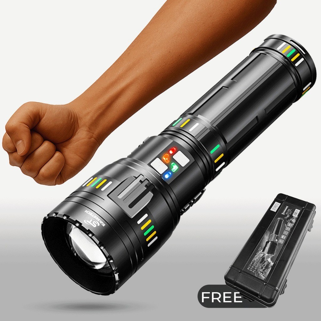 Senter Elegan 5 Mode Cahaya Terang Zoom In Out Multifungsi Aluminium Free Box G600