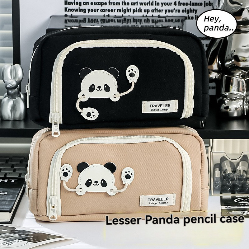 

Panda Black Large Capacity High Value Pencil Box Girls' Edition High School Girls Pencil Box Stationery