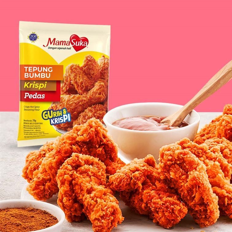 

Mamasuka Tepung Bumbu Krispy Pedas 70gr / Tepung Kentucky / Crispy Hot Spicy Seasoning Flour