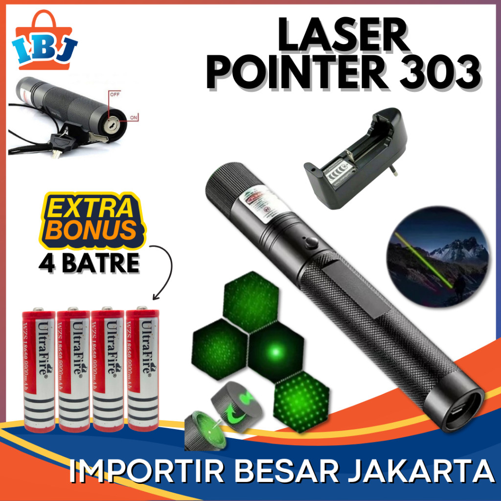 Laser Pointer TaffLED 303/ Laser Hijau/ Leser jarak Jauh/ Laser Tembak/ laser - Pointer Presentasi/ 