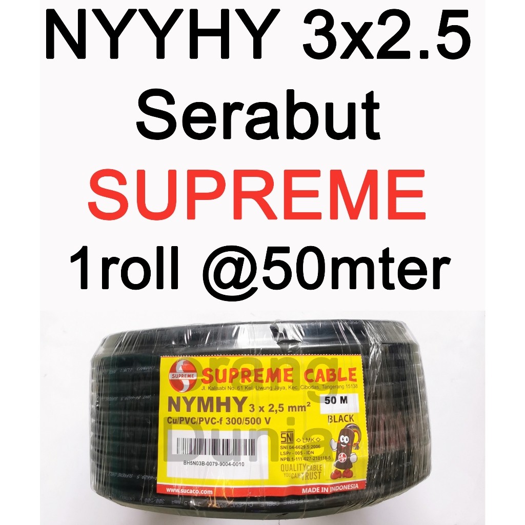 Kabel Serabut 3x2.5 50meter Supreme Kabel Supreme nyyhy 3x2.5 50meter Kabel Supreme nymhy 3x2.5 50me
