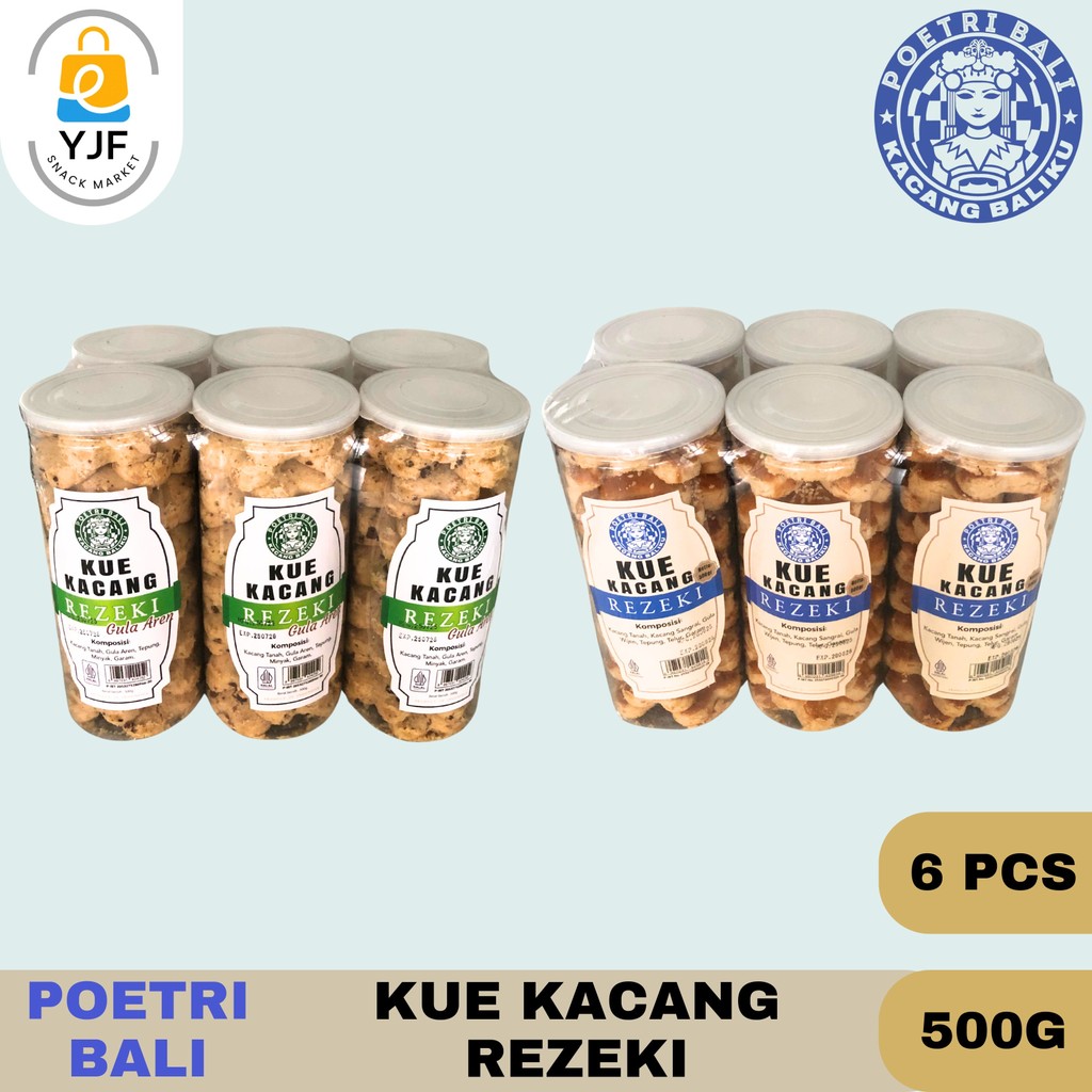 

Poetri Bali Kue Kacang Rezeki Kemasan 500g - 1 BALL / 6 PCS / Kue Kacang Original & Kue Kacang Gula Aren