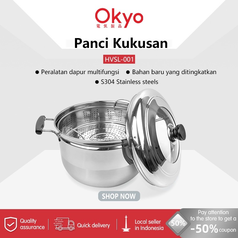 Omicko Panci kukusan tutup kaca ukuran besar Panci Kukus 2 Susun Panci Kukus Stainless Steel Dandang