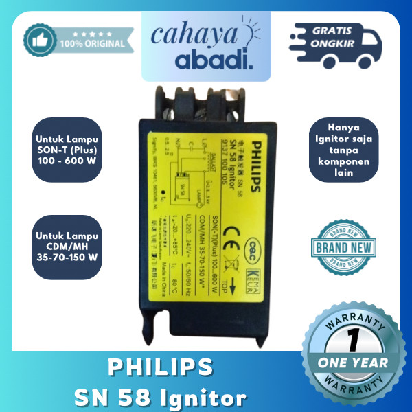 Philips Ignitor SN 58 - Ignitor untuk Lampu Son-T (Plus) 100W-600W & Cdm/Mh 35-70-150W