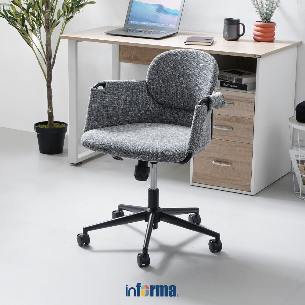 Informa Hilary Kursi Kantor Sandaran Rendah - Abu-Abu Tua Tempat Kerja Dengan Roda Office Chair Kurs