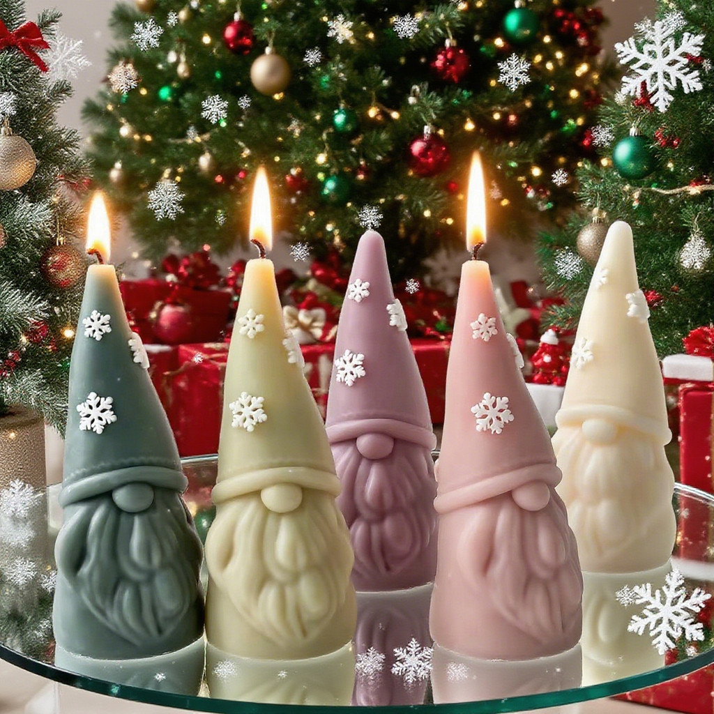 

Christmas Santa Gnome Candle Mold DIY Bearded Man Wax Plaster Holiday Home Decor Gift Craft Party Favors