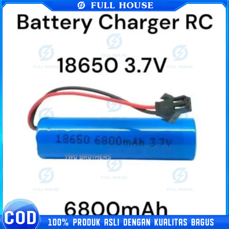 Full House Lithium-Ion Battery 18650 3.7V - 4.2V 6800Mah Soket Hitam Sm 2 Baterai Mobil Rc