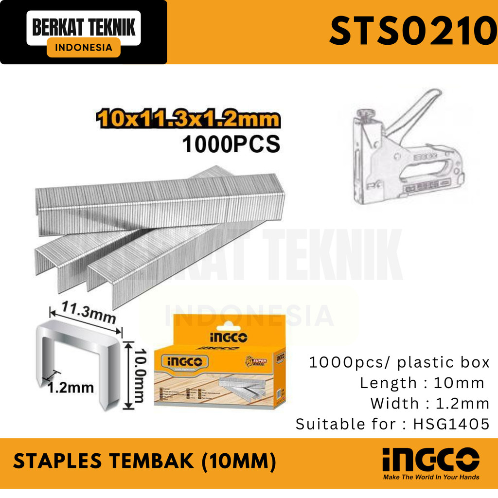 

Staples Tembak 10mm - HSG1405 REFILL ISI PAKU U RATA STAPLES HEKTER 10mm - INGCO STS0210