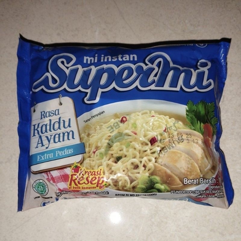

Supermi Mie Instan Kuah Rasa Kaldu Ayam Extra Pedas