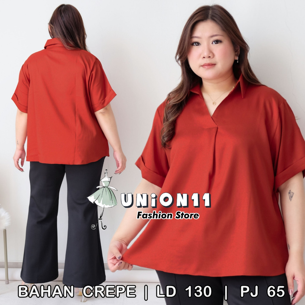 [𝗗𝘆𝗻𝗮𝗿𝗮]  KEMEJA JUMBO XXXXL WANITA LD 130 /  ATASAN JUMBO WANITA LD 130 / KEMEJA WANITA JUMBO LD 13