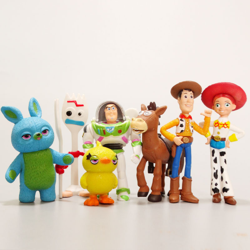 7pcs Toy Story Action Figure Toys Woody Jessie Buzz Lightyear Forky Pig Bear Figur Model Fashion Dol