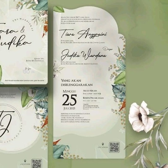 

Undangan pernikahan simpel lipat, Undangan floral MURAH BU 06
