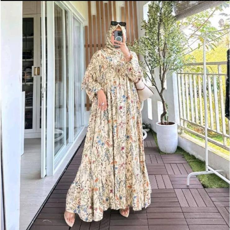 GAMIS SET HIJAB RANIA GAMIS RAYON SET BERGO BAHAN RAYON PREMIUM BUSUI BUMIL