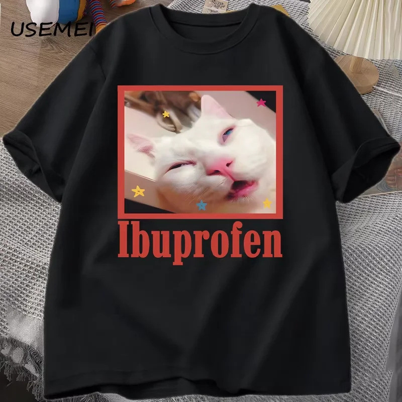 Kaos Meme Kucing Ibuprofen Kaos Grafis Kucing Lucu Kaos Pecinta Kucing Lucu Kaos Santai Lucu Kaos Un
