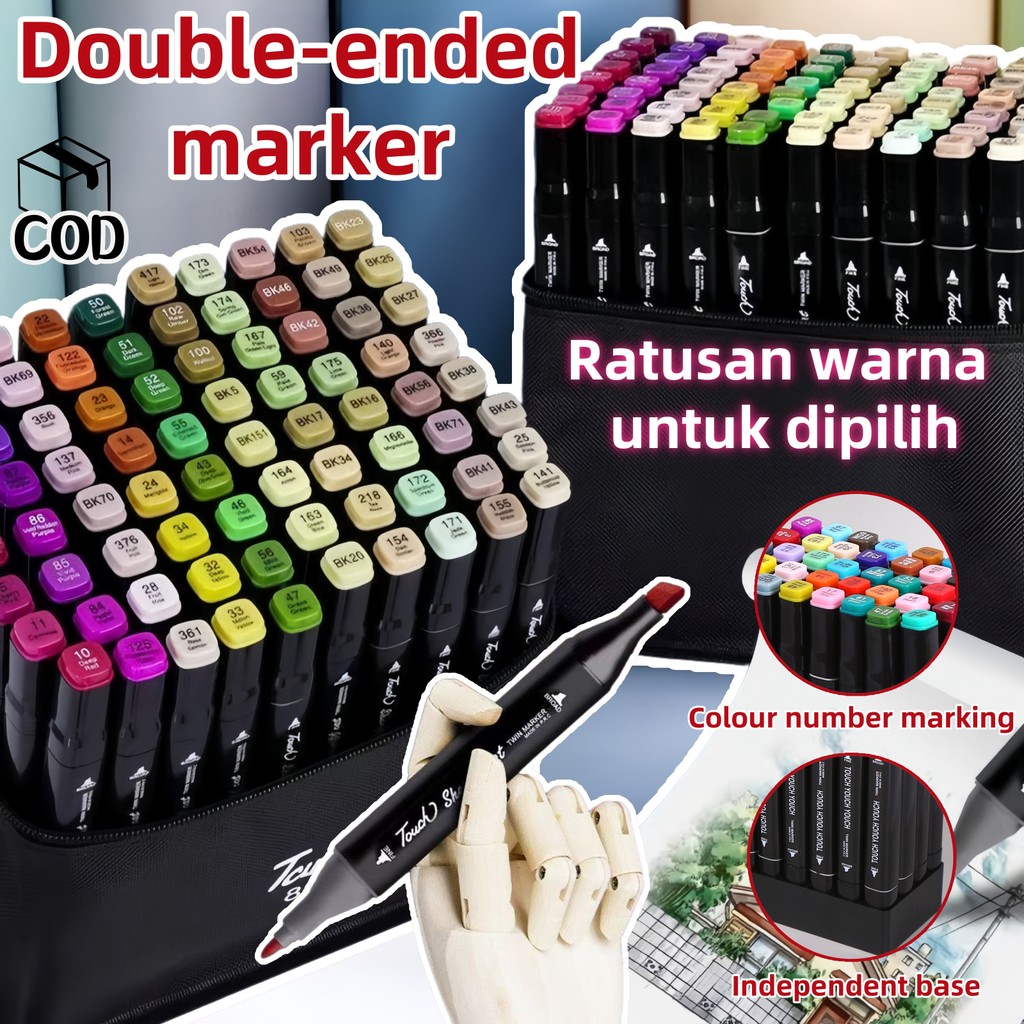 

【✨COD✨】Spidol berujung ganda 120/100/80 warna Spidol siswa Set lengkap spidol Lukisan anime pena cat air Set spidol berkapasitas besar