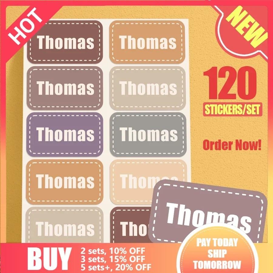 

120pcs Waterproof Name Sticker Custom Stationery Decals Personalized First Name Adhesive Label for Children Morandi Bottle Tag