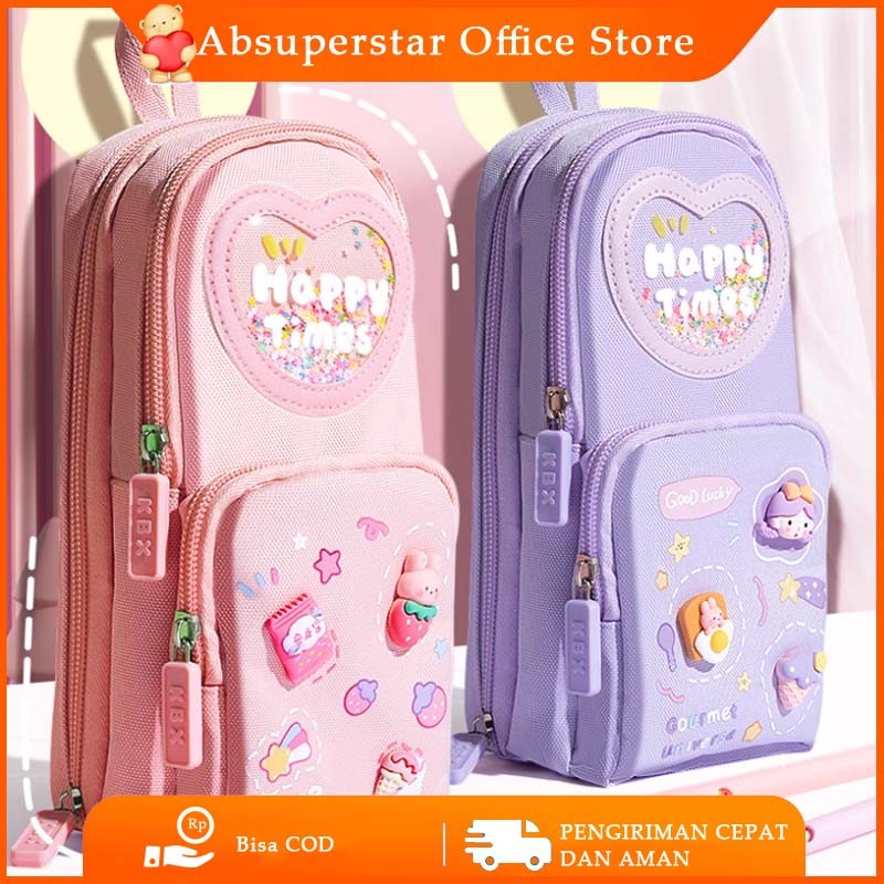 

[COD]3D model tas lucu korea kapasitas besar Anak Tempat Pensil Kotak Pensil Anak Sekolah Pencil Case Hiasan Glitter Karakter Tas Lucu Perempuan