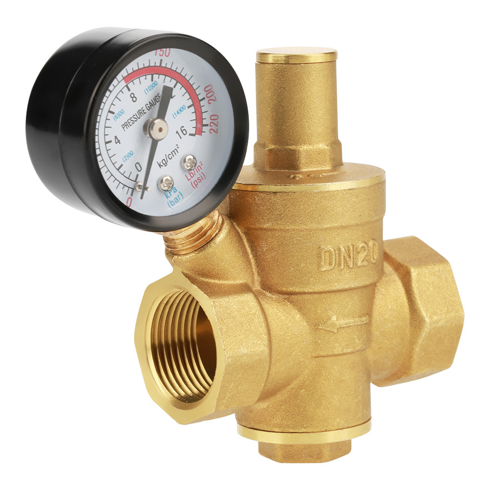 Water Pressure Regulator Brass Pressure Regulator DN20 Brass Adjustable Water Pressure Regulator Red