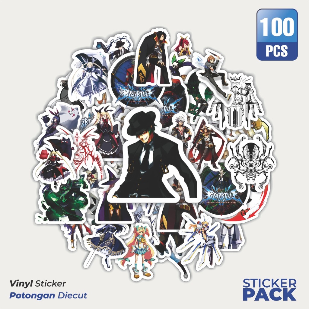

100 PCS STIKER Stiker Game Series Blaz Blue Karakter Mix 1 Waterproof Aesthetic- Untuk Laptop, Motor, dan Helm - Paper Stationery Pack