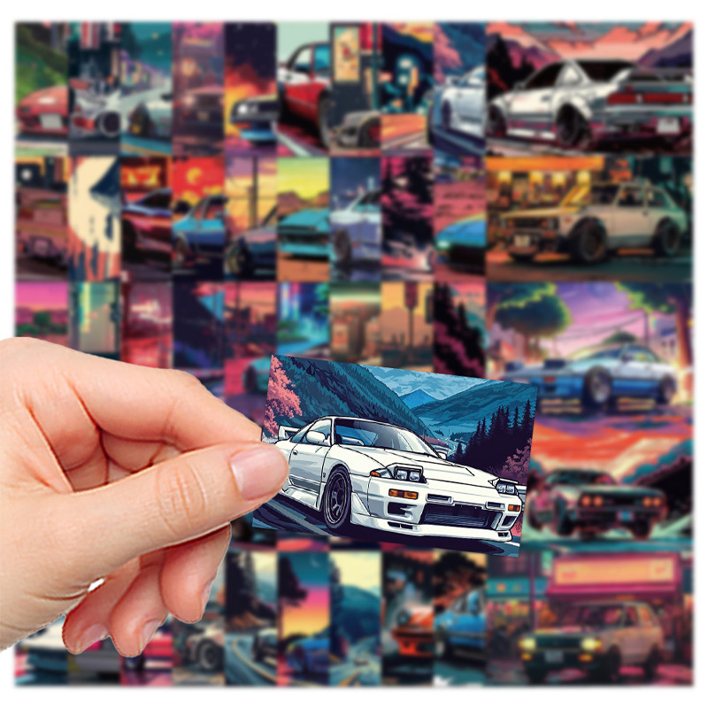 

50 PCS Racing Stickers Retro Car Enthusiast Collector Toys Stickers Children Helmet Waterproof Decorative Sticker Kids Toy Gift