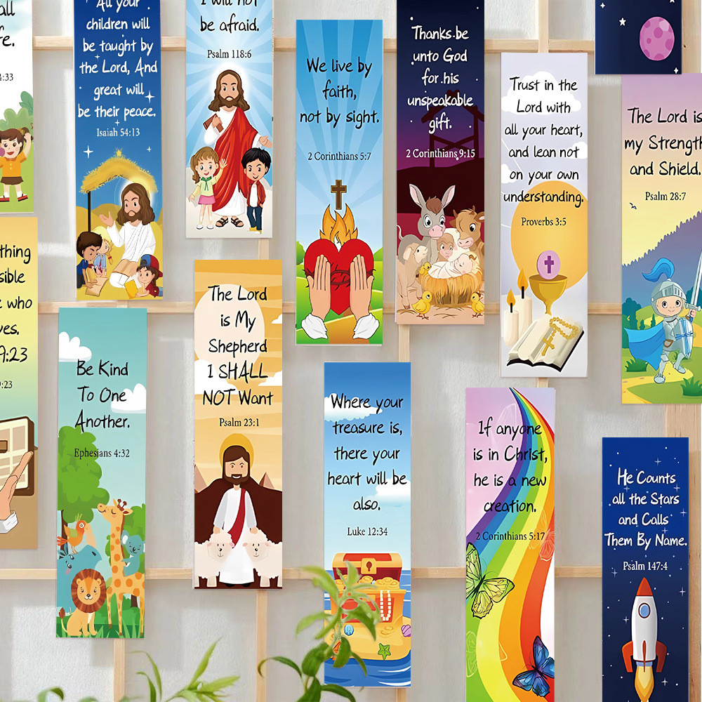

30Pcs Christian Bookmarks Church Bible Verse Bookmarks DIY Art Creative Material Reading Paper Bookmark