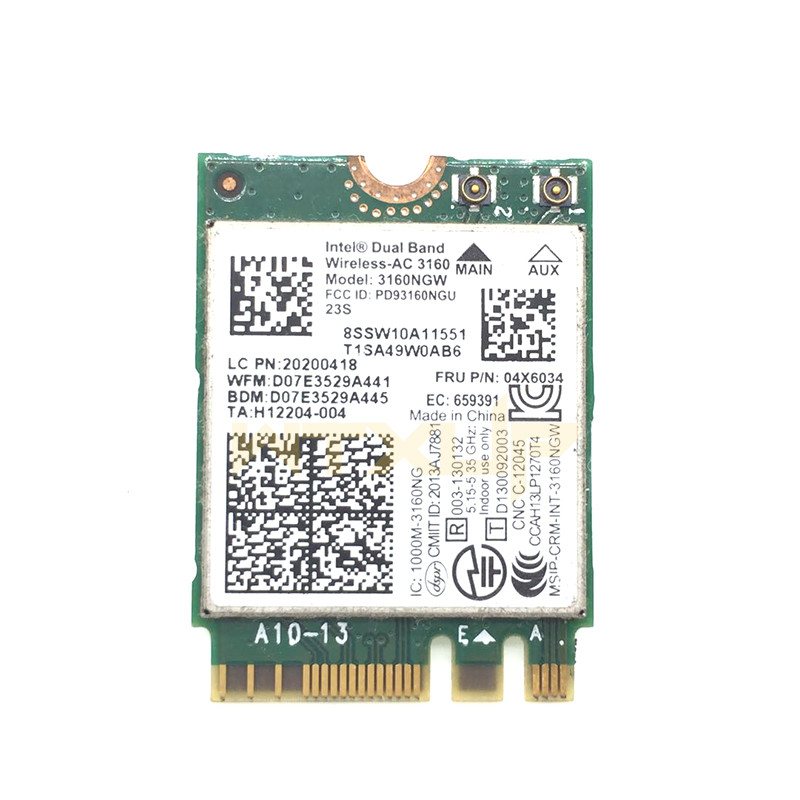 Dual Band Wireless-AC 3160NGW 3160AC 802.11a/b/g/n/ac + BT 4.0 WiFi Card For Lenovo Y40 Y50 E10-30 S