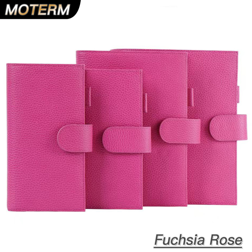 

Moterm Firm Pebbled Grain Leather Fuchsia Rose Color Genuine Cowhide Planner Notebook Cover Diary Agenda Organizer Journey