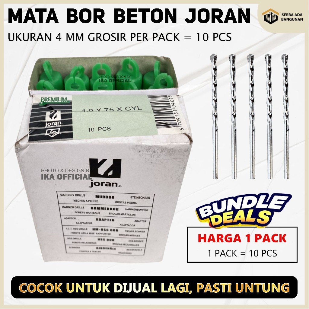 SAB 1 BOX Mata Bor Beton 4 MM - 10 PCS / Mata Bor Beton Tembok HSS Drill Bit Mata Bor Set Matabor Di