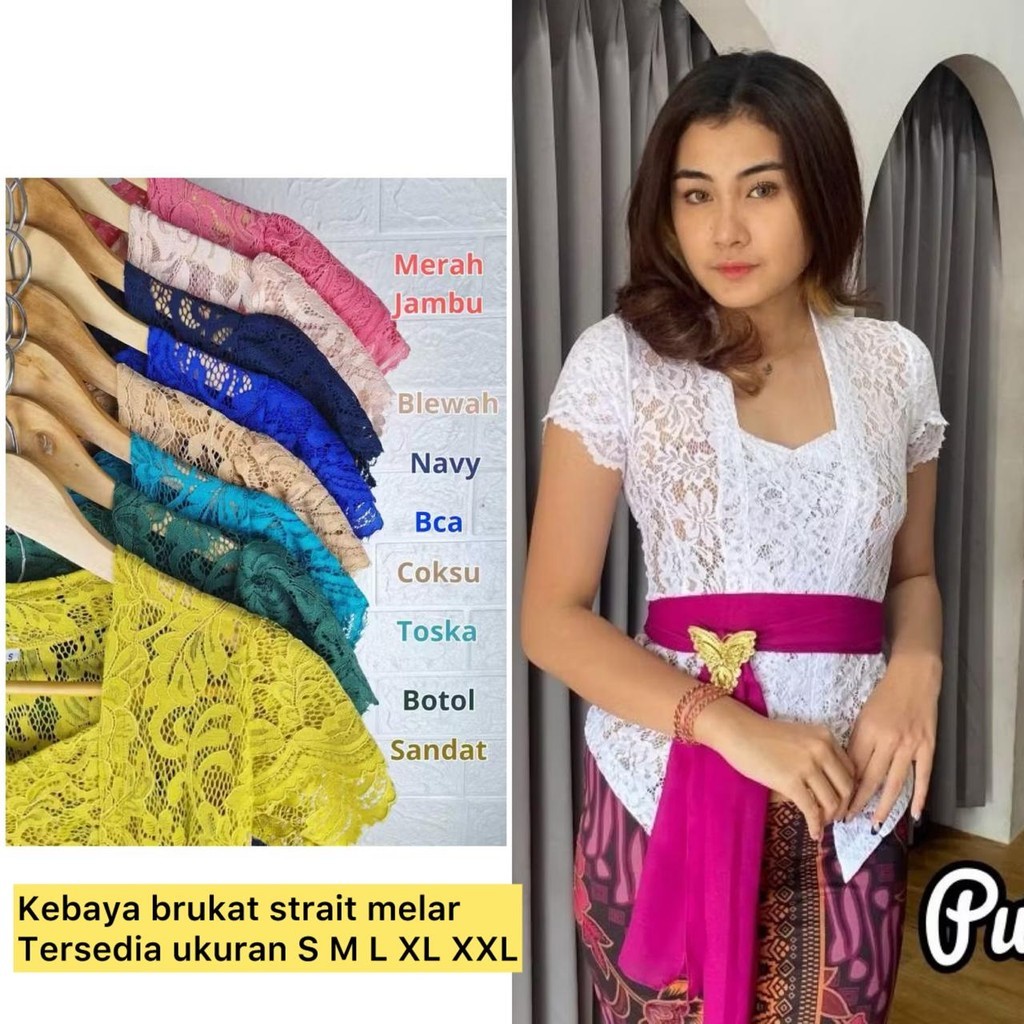 Kebaya Kartini Kutubaru Wanita Kebaya Bali Modern Bet Sofia Pendek Brokat Halus Melar Kebaya Tunik T