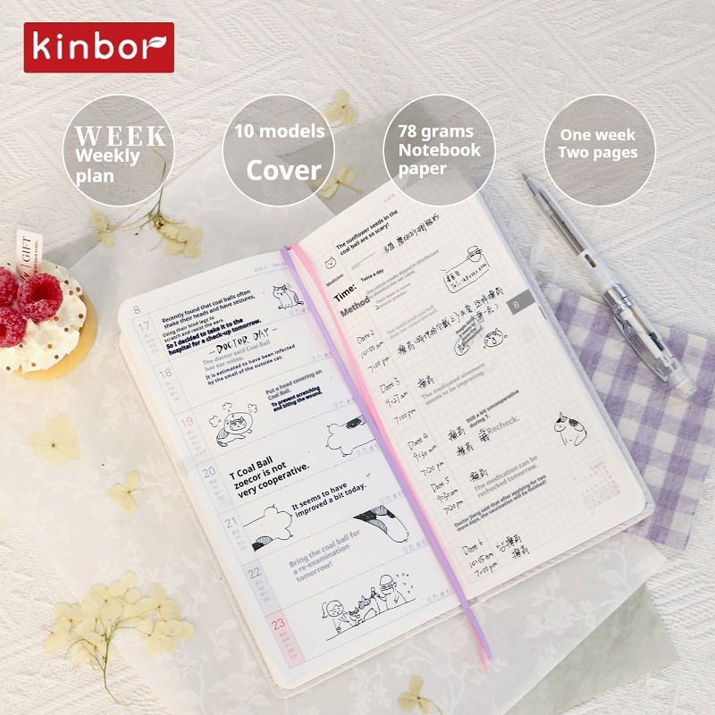 

Kinbor 2026 Weekly Planner Pocket Size Notebook Efficiency Manual Daily Time Management Schedule Self Disciplined Punch Book