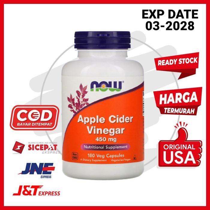 

Vitamin Apple Cider Vinegar 450 mg Now 180 Kapsul